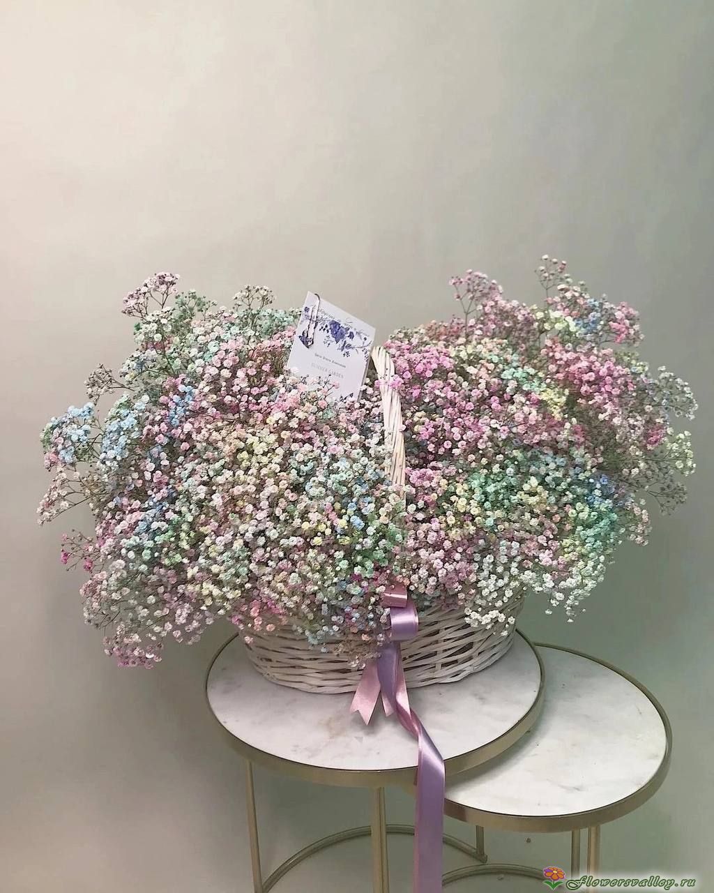 Корзинка из 15 радужных гипсофил