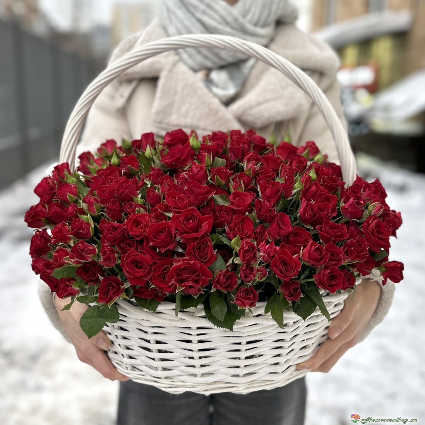 корзина из 51 кустовой розы